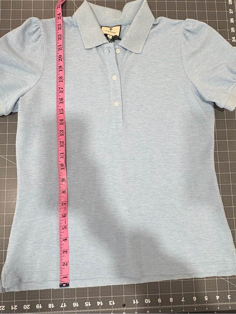 Tuckernuck Light Blue Pique Puff Sleeve Peggy Polo - Picture 8 of 8